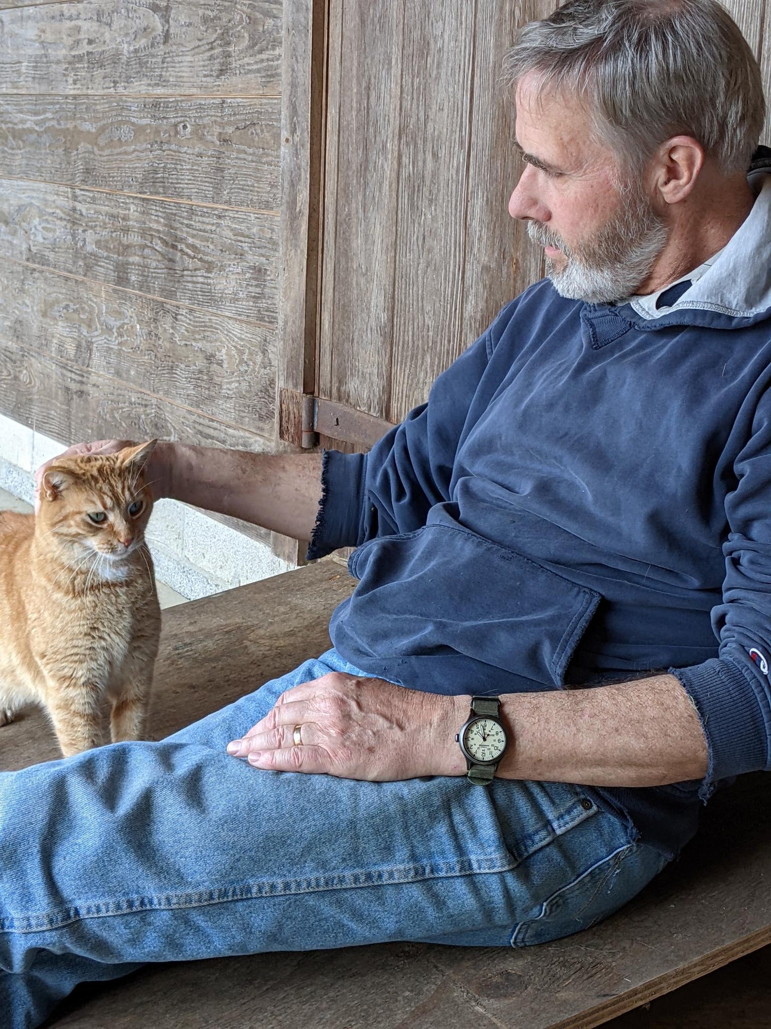 Chris with cat, Maevis